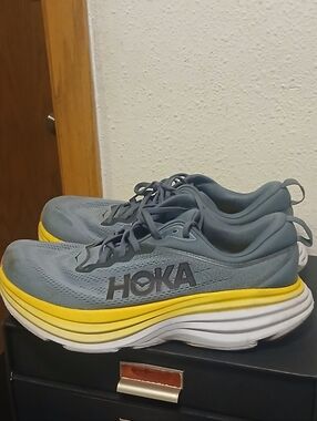 Hoka Bondi 8 Men's 12 4E X-Wide Running Shoes Goblin Blue Mountain Spring 112795